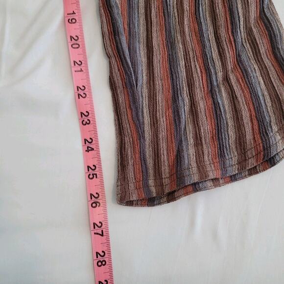 Pact Pants Woman Large Brown Striped Organic Cotton Cropped Gauze Boho - Picture 11 of 15